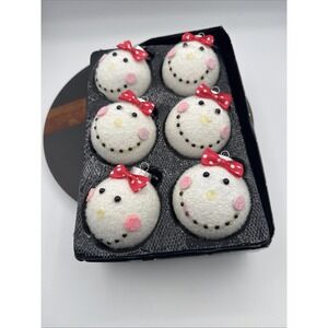 6 Snowman Christmas Ornaments Flocked Colorful Embellished Holiday Decor